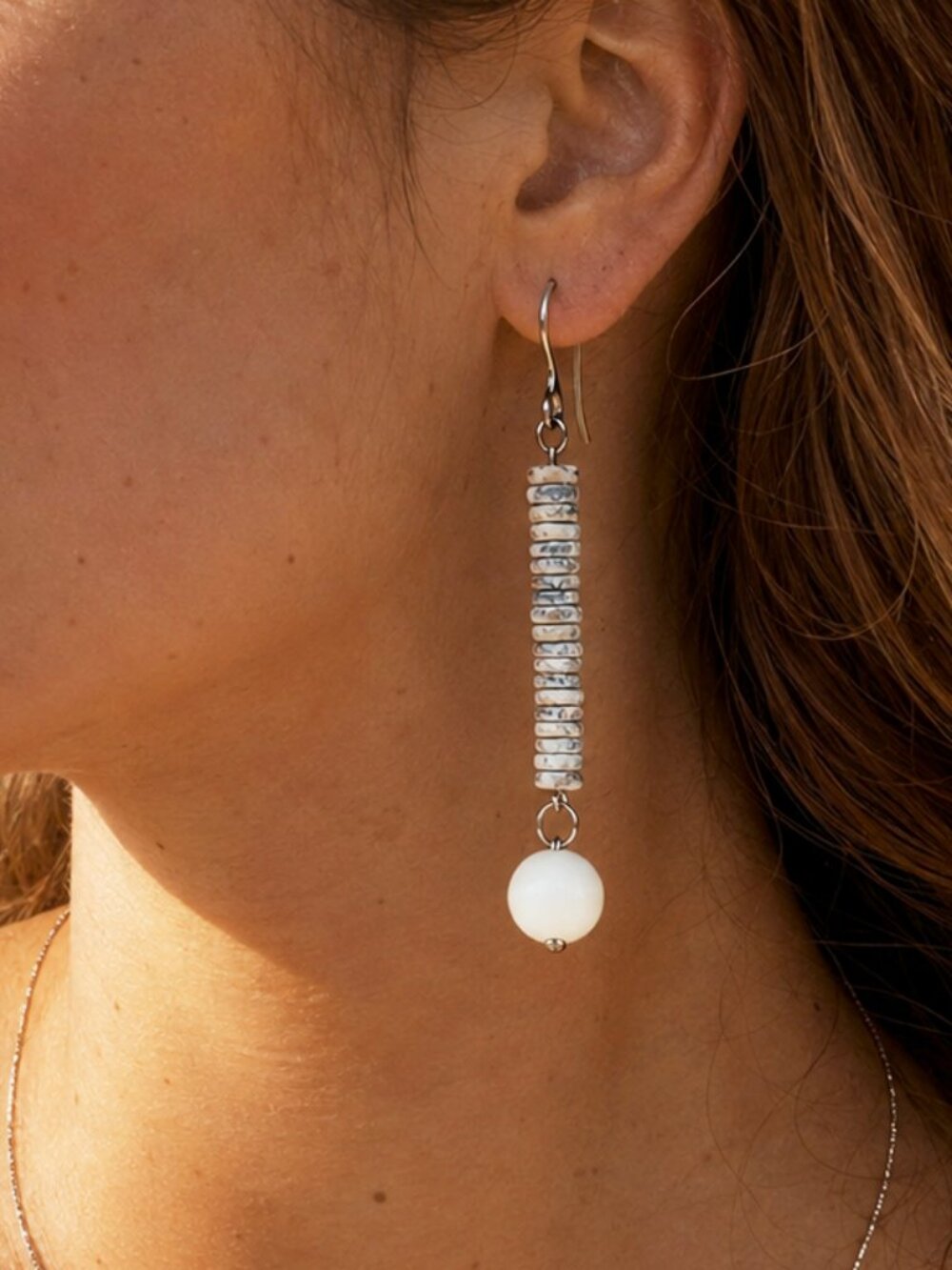 Long & Elegant Shell Earrings, Bridal Statement Shell Earrings, Coastal Boho